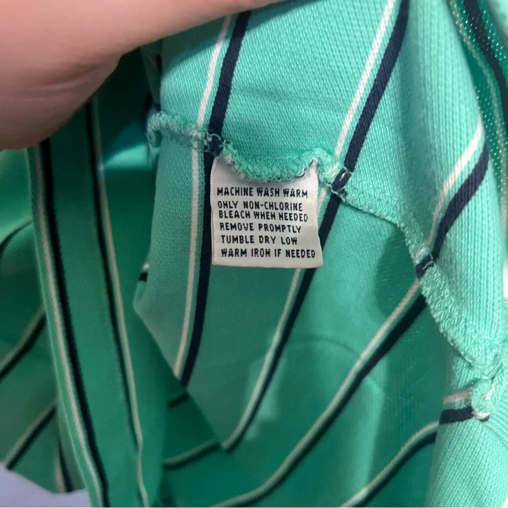 Ralph Lauren Men's Polo Shirt in‎ Green and White Stripes